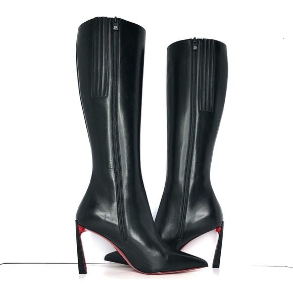 NEW Christian Louboutin Condora Botta 85 Black Knee High Pointed Toe Boots 37 - Picture 3 of 10
